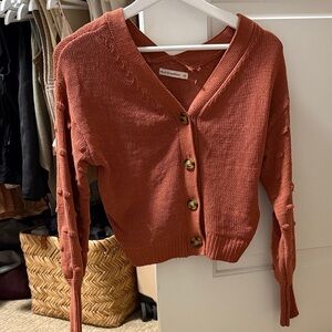 moon & madison Terracotta Button-Up Cardigan
